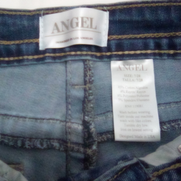 Angel Designed In Los Angeles Blue Jeans Silver Embellishments Size 7/28 Y2K - Picture 12 of 12